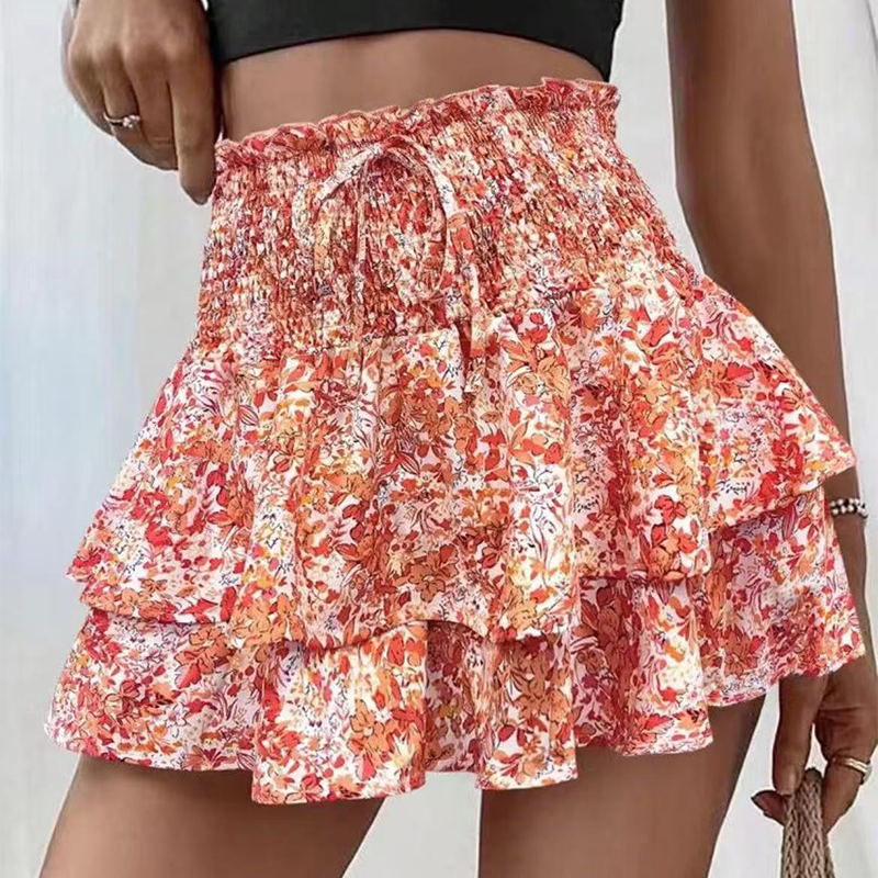 😍 Letzter Tag der Aktion – 45% Rabatt 💕 Leichter, figurschmeichelnder Rüschen-Maxi-Rock mit Blumenmuster ✨