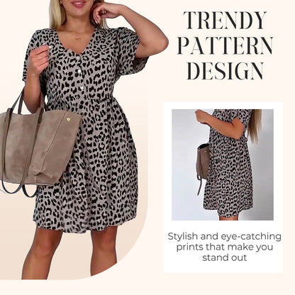 📉Preissenkung! 🔥Sommer-Hot-Sale 58% Rabatt❤️Lässiges Damenkleid mit V-Ausschnitt und kurzen Ärmeln