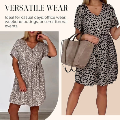 📉Preissenkung! 🔥Sommer-Hot-Sale 58% Rabatt❤️Lässiges Damenkleid mit V-Ausschnitt und kurzen Ärmeln