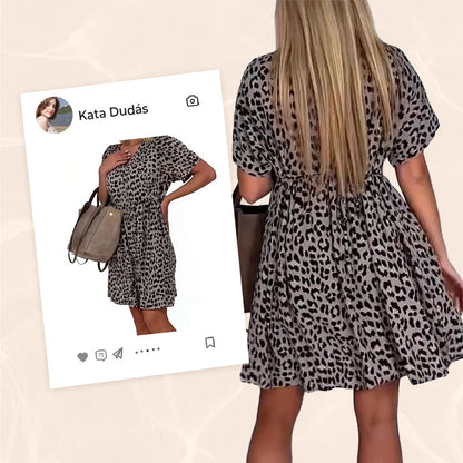 📉Preissenkung! 🔥Sommer-Hot-Sale 58% Rabatt❤️Lässiges Damenkleid mit V-Ausschnitt und kurzen Ärmeln