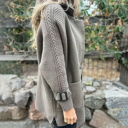 ❄️🍂Mittellanger Damenrock mit doppelten Knöpfen und Revers
