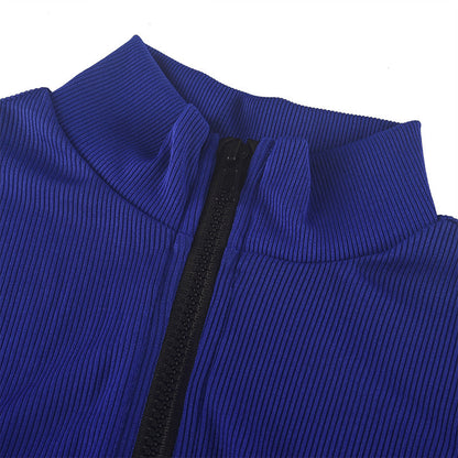 🔥🩱Einfarbiger nahtloser Jumpsuit mit halbem Reißverschluss