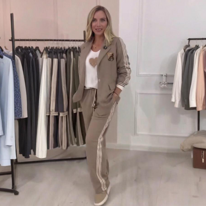 Modisches 2-teiliges Set aus gestreiftem Blazer und Hose