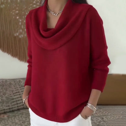 Eleganter, gemütlicher Damenpullover mit Wasserfallkragen