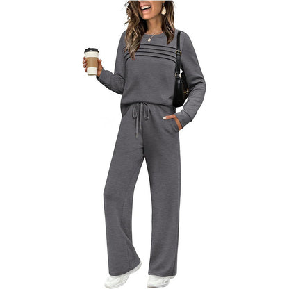 Set für Damen mit Rundhals-Top und Kordelzughose
