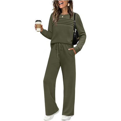 Set für Damen mit Rundhals-Top und Kordelzughose