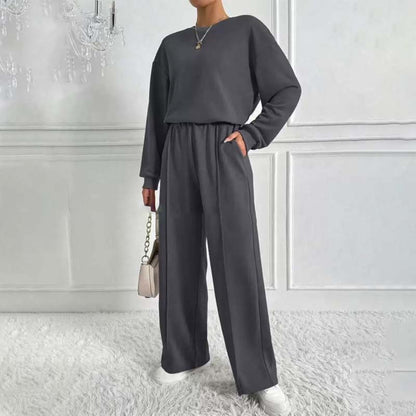 Gemütlicher Damen-Zweiteiler: Langarm-Sweatshirt und Hose