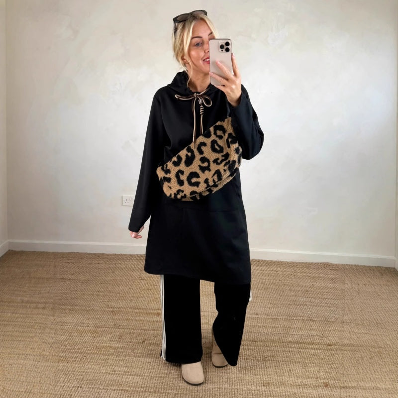 Übergroßes langes Kapuzenkleid für Damen mit Taschen