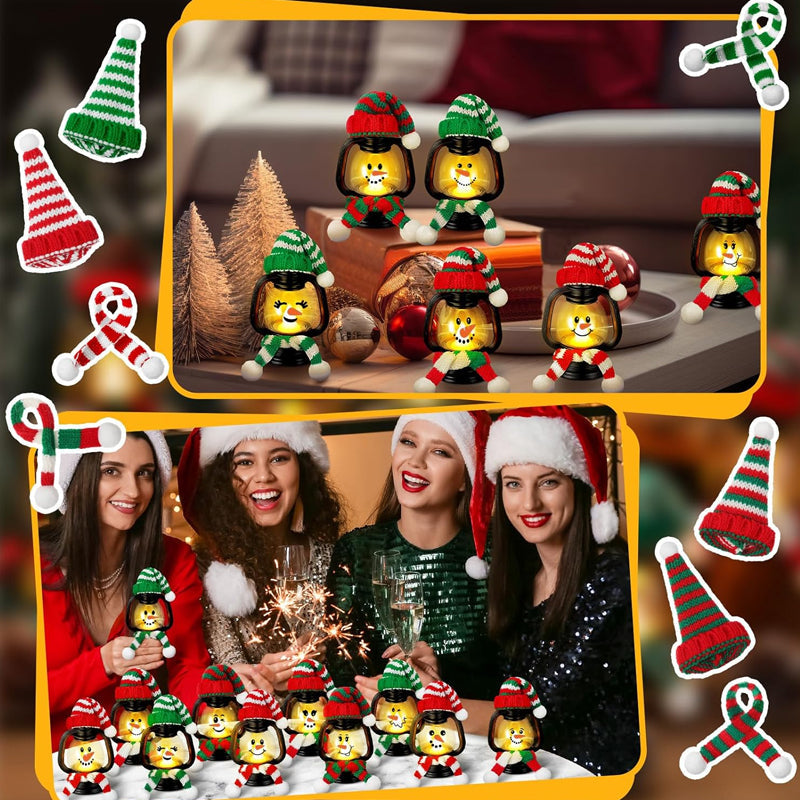🔥Solange der Vorrat reicht 40 % Rabatt!🎉Weihnachtsdekoration Mini-Schneemann-Laterne mit Mützen und Schals