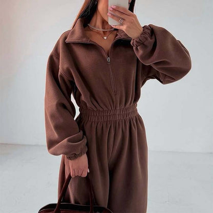 Cozy Warm Zip Front Jumpsuit