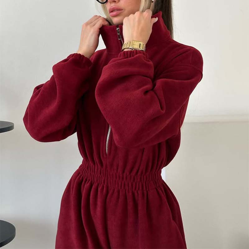 Cozy Warm Zip Front Jumpsuit