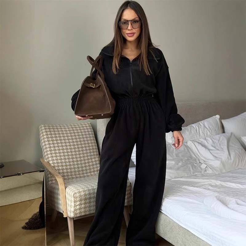 Cozy Warm Zip Front Jumpsuit