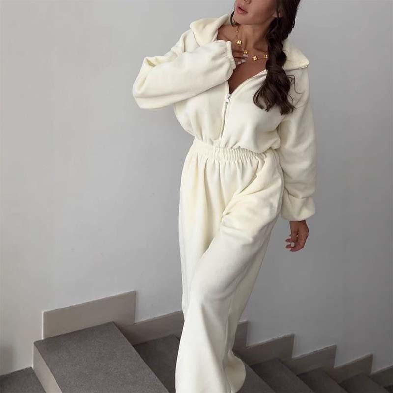 Cozy Warm Zip Front Jumpsuit