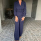👗✨Elegante V-Ausschnitt-Hosenanzug mit weiten Beinen für Damen