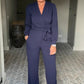 👗✨Elegante V-Ausschnitt-Hosenanzug mit weiten Beinen für Damen
