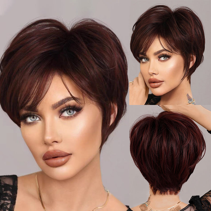Lyxiga Andningsbara Kortperuker med Naturligt Lager – Högkvalitativ Bionisk Fiber för Elegant Daglig Look 💎