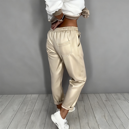 🎁 Muttertag – 50 % OFF – 2-teiliges Set aus lässigem Damen-Oberteil mit V-Ausschnitt und Hose mit hoher Taille