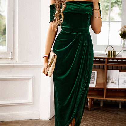 💃Christmas Sale 50% OFF🎉Elegantes, schulterfreies Maxikleid mit Rüschen für Damen