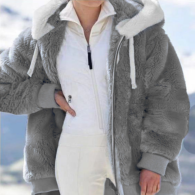 🧥 60% RABATT! ✨ Kapuzen-Fleecejacke mit Lammfellfutter - Winddicht & Wärmeisolierend für Extremes Winterwetter ❄️🛡️