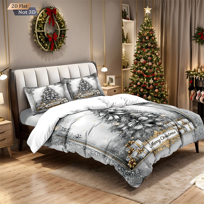 ⏳Nur für kurze Zeit 50 % Rabatt⏰Festliches 3-teiliges Weihnachts-Bettwäscheset🛏️❤️
