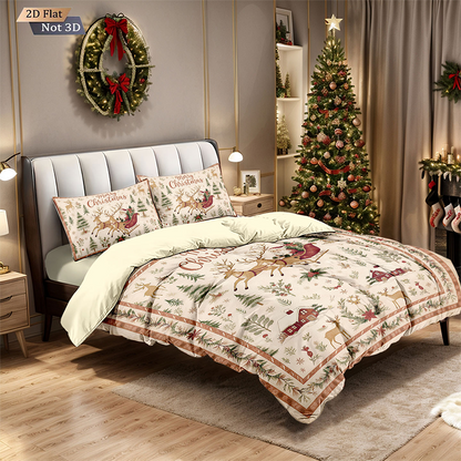⏳Nur für kurze Zeit 50 % Rabatt⏰Festliches 3-teiliges Weihnachts-Bettwäscheset🛏️❤️