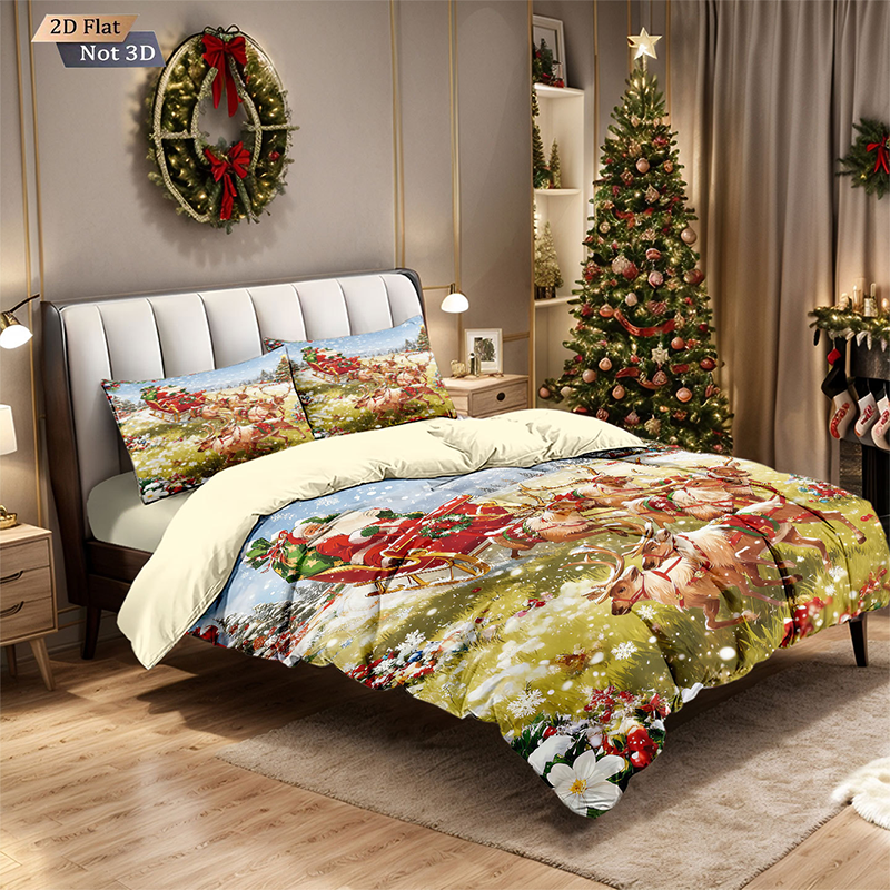 ⏳Nur für kurze Zeit 50 % Rabatt⏰Festliches 3-teiliges Weihnachts-Bettwäscheset🛏️❤️