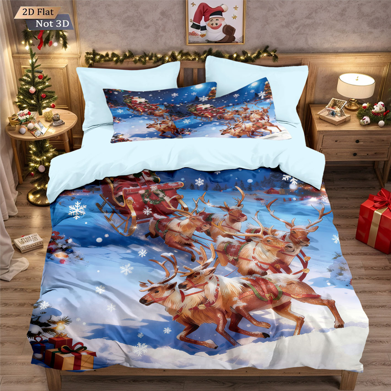 ⏳Nur für kurze Zeit 50 % Rabatt⏰Festliches 3-teiliges Weihnachts-Bettwäscheset🛏️❤️