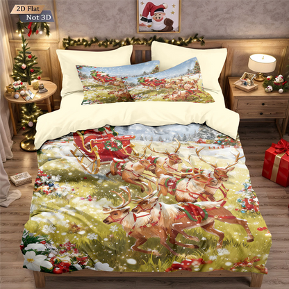 ⏳Nur für kurze Zeit 50 % Rabatt⏰Festliches 3-teiliges Weihnachts-Bettwäscheset🛏️❤️