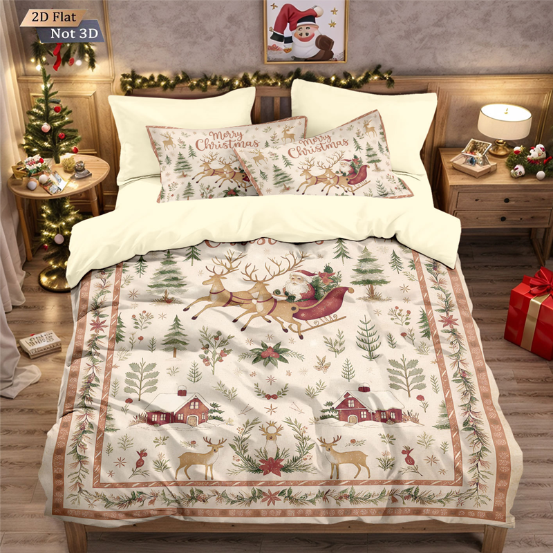 ⏳Nur für kurze Zeit 50 % Rabatt⏰Festliches 3-teiliges Weihnachts-Bettwäscheset🛏️❤️