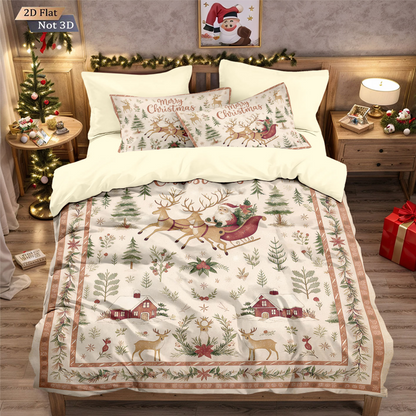 ⏳Nur für kurze Zeit 50 % Rabatt⏰Festliches 3-teiliges Weihnachts-Bettwäscheset🛏️❤️
