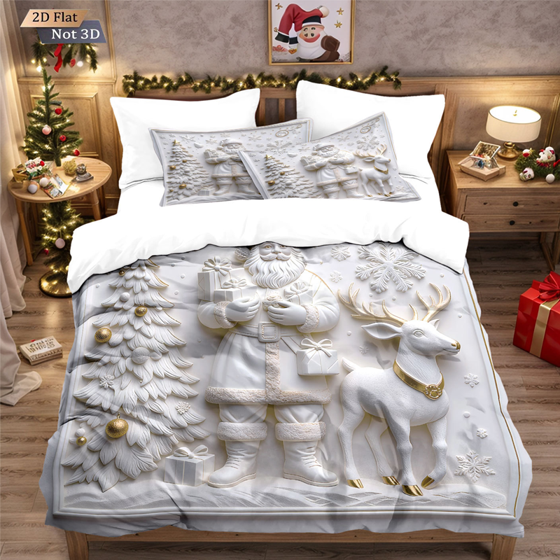 ⏳Nur für kurze Zeit 50 % Rabatt⏰Festliches 3-teiliges Weihnachts-Bettwäscheset🛏️❤️
