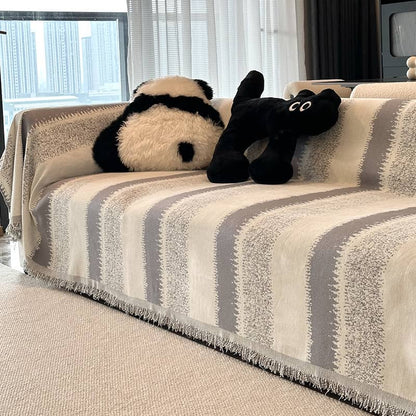 🛋️ Weicher gestreifter Chenille-Sofaüberwurf – Atmungsaktiv & Stilvoll für jede Jahreszeit 🌤️