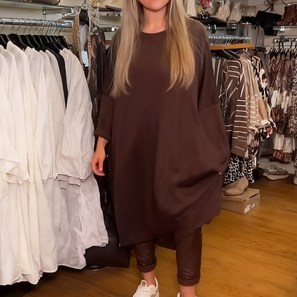 Asymmetrisches locker geschnittenes Sweatshirt & einfarbige Hose (Zweiteiler)