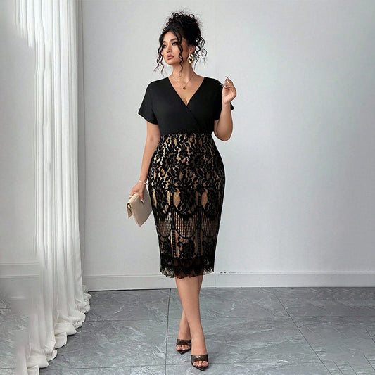 Damen Freizeitmode Kleid mit V-Ausschnitt