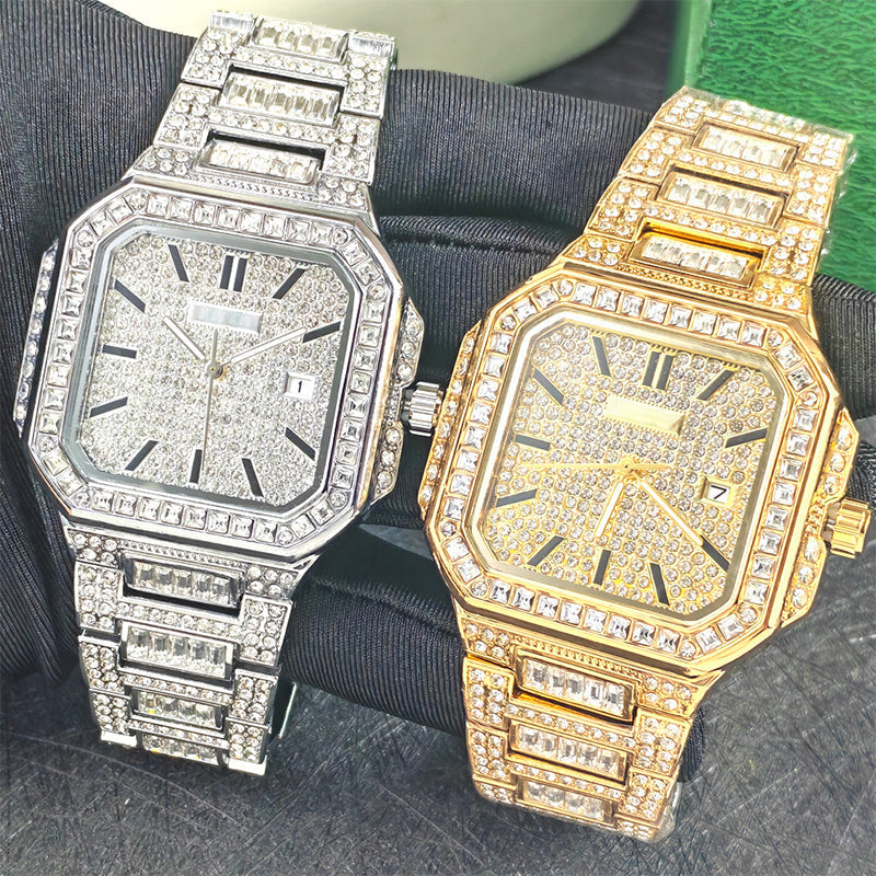⏳Zeitlich begrenztes Sonderangebot⏰Luxuriöse quadratische Strass-Uhr – umwerfender Glanz, kratzfest und sicherer Verschluss! ✨⌚