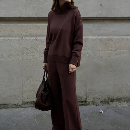 Sweatshirt mit hohem Kragen und seitlichem Reißverschluss & Hose im Set🔥Kauf 2 Artikel versandkostenfrei