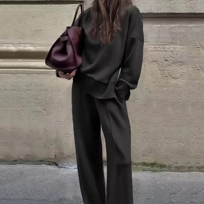 Sweatshirt mit hohem Kragen und seitlichem Reißverschluss & Hose im Set🔥Kauf 2 Artikel versandkostenfrei