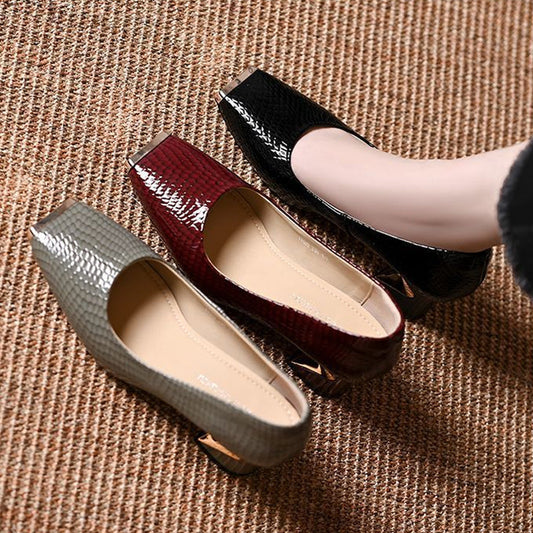 🔥 50% Rabatt auf Bestseller!｜Damen-Schlangenhaut-Blockabsatzschuhe – Drückt nicht, ermüdet nicht – Die erste Wahl für stilvolle Büro-Looks