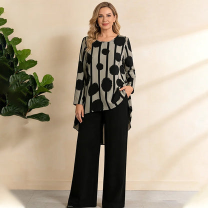 ⏰ 50 % Rabatt! 2026er Neuheit – Zweiteiliges Set mit asymmetrischem Saum & Vintage-Print. Vorne kurz, hinten lang – locker, elegant, vielseitig kombinierbar 💫👗