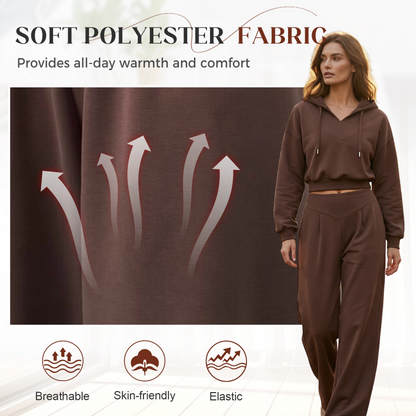Damen-Set aus kurzem Hoodie und weit geschnittener Hose🔥versandkostenfrei