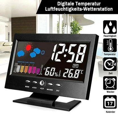 50% Rabatt🔥Digitaler LED-Temperatur- und Luftfeuchtigkeitsmonitor, Wettervorhersage, LED-Tischwecker