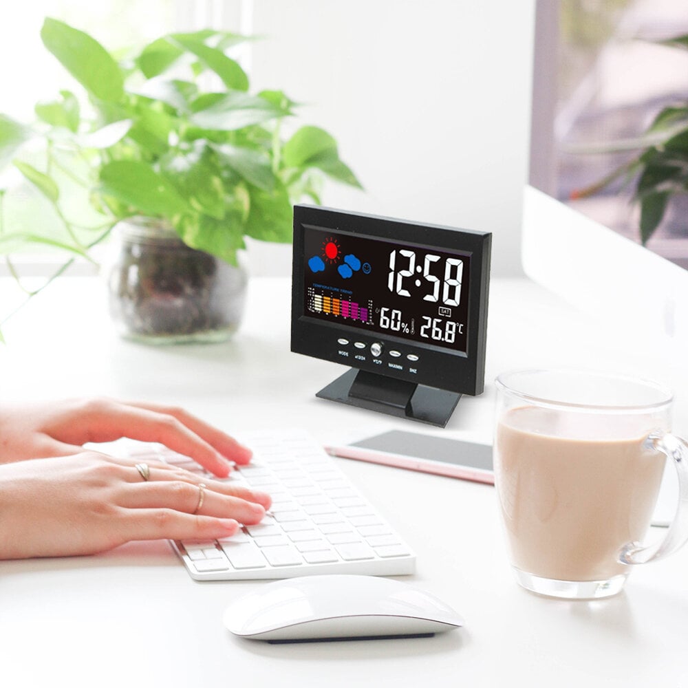 50% Rabatt🔥Digitaler LED-Temperatur- und Luftfeuchtigkeitsmonitor, Wettervorhersage, LED-Tischwecker