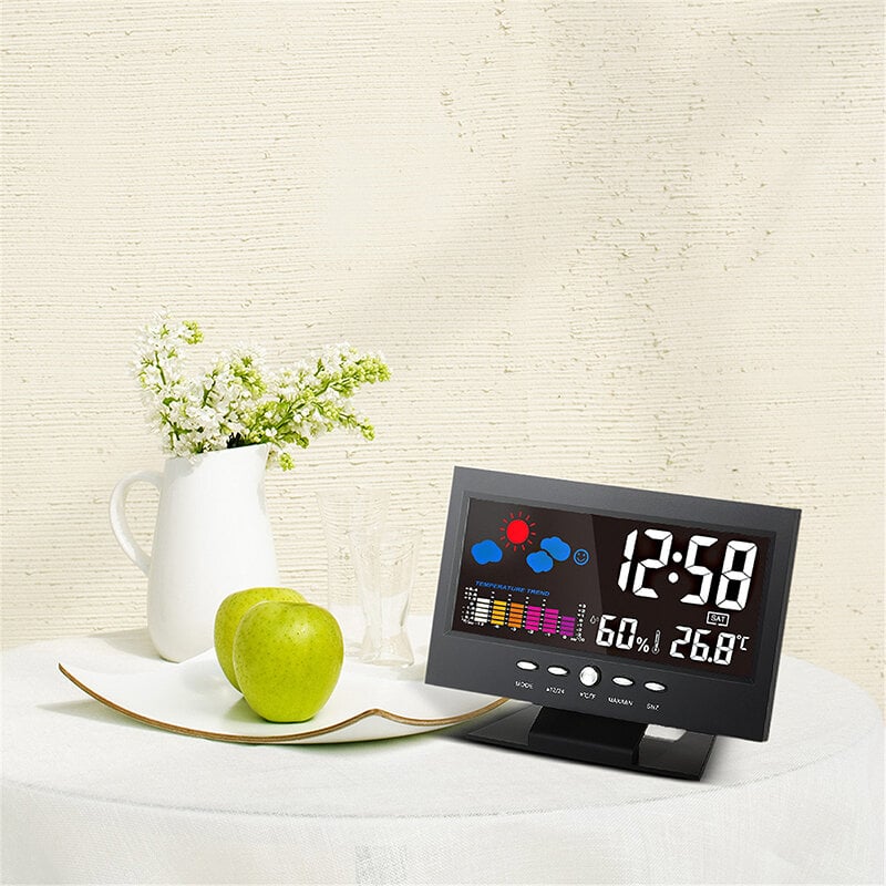 50% Rabatt🔥Digitaler LED-Temperatur- und Luftfeuchtigkeitsmonitor, Wettervorhersage, LED-Tischwecker