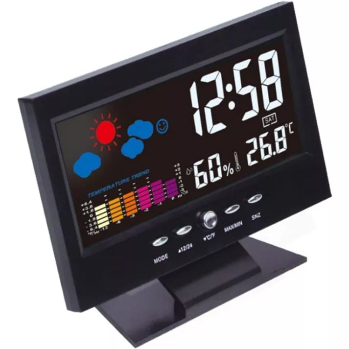 50% Rabatt🔥Digitaler LED-Temperatur- und Luftfeuchtigkeitsmonitor, Wettervorhersage, LED-Tischwecker