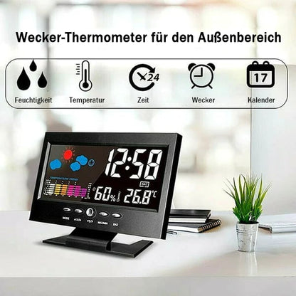 50% Rabatt🔥Digitaler LED-Temperatur- und Luftfeuchtigkeitsmonitor, Wettervorhersage, LED-Tischwecker