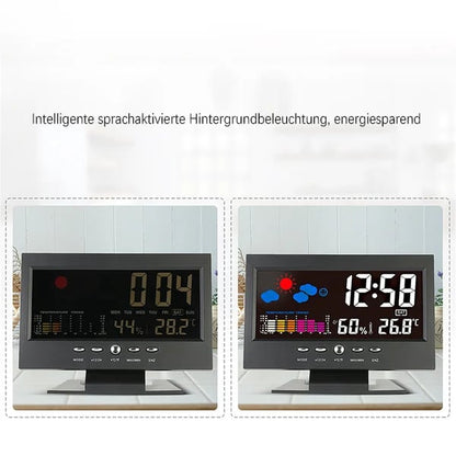 50% Rabatt🔥Digitaler LED-Temperatur- und Luftfeuchtigkeitsmonitor, Wettervorhersage, LED-Tischwecker