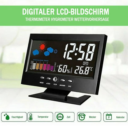 50% Rabatt🔥Digitaler LED-Temperatur- und Luftfeuchtigkeitsmonitor, Wettervorhersage, LED-Tischwecker