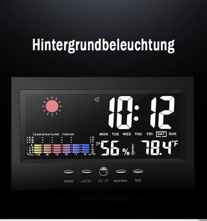 50% Rabatt🔥Digitaler LED-Temperatur- und Luftfeuchtigkeitsmonitor, Wettervorhersage, LED-Tischwecker