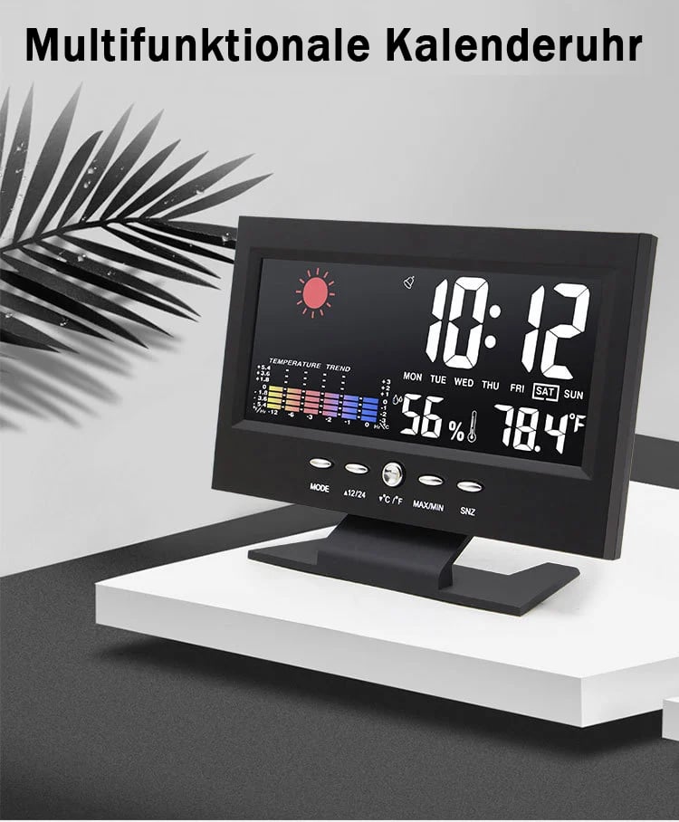50% Rabatt🔥Digitaler LED-Temperatur- und Luftfeuchtigkeitsmonitor, Wettervorhersage, LED-Tischwecker