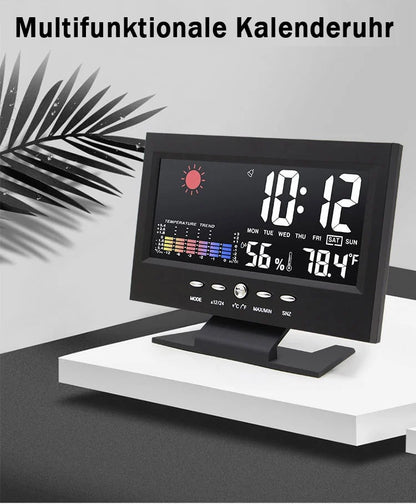 50% Rabatt🔥Digitaler LED-Temperatur- und Luftfeuchtigkeitsmonitor, Wettervorhersage, LED-Tischwecker